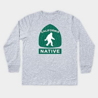 California Native Bigfoot Sign (vintage look) Kids Long Sleeve T-Shirt